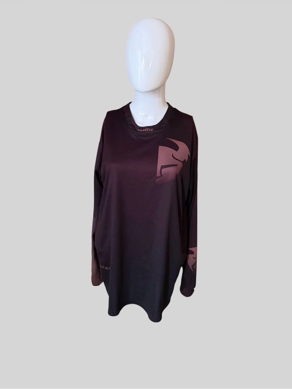 Thor Long Sleeve Motocross Jersey - Black with Maroon Logo - Picture 5 of 8